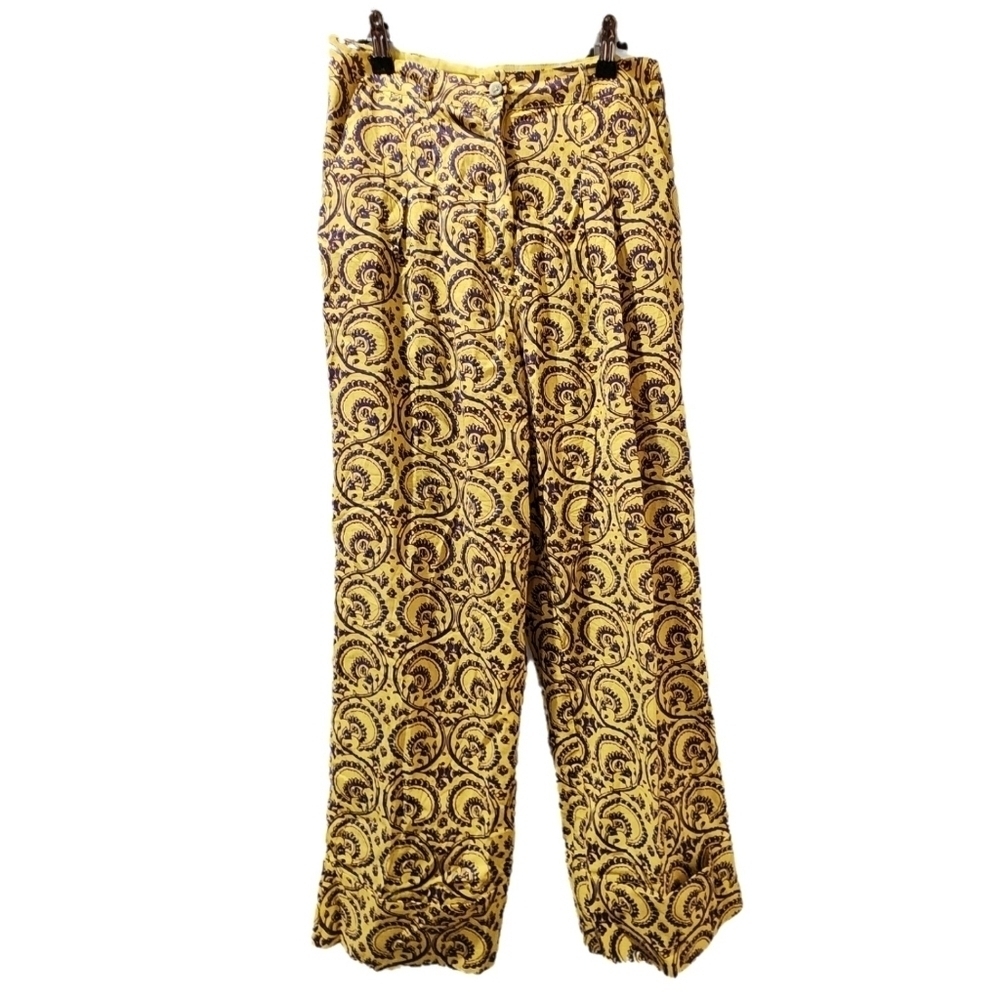 Anthropologie Let Me Be Yellow Cotton Pants M